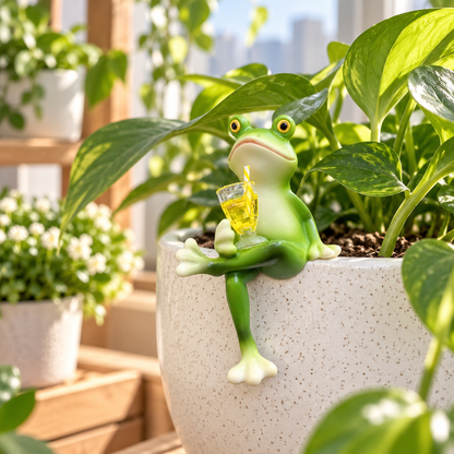 🐸 Resin Frog Pot Hanger Decor | Cute Whimsical Frog Figurine for Plant Pots