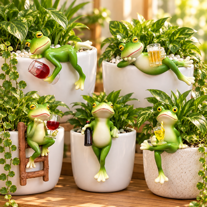 🐸 Resin Frog Pot Hanger Decor | Cute Whimsical Frog Figurine for Plant Pots