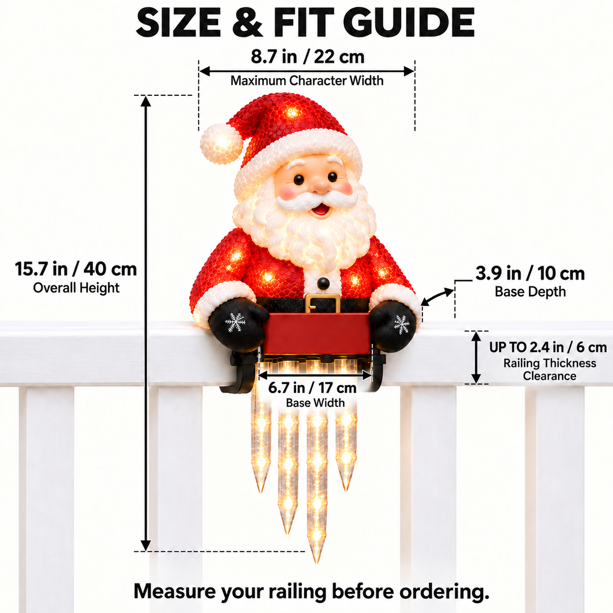 🎄✨ Christmas Character Icicle Lights – Festive LED Railing & Holiday Hanging Décor