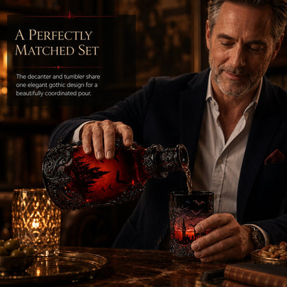 🦇🍺Gothic Vampire Castle Whisky Decanter & Tumbler - Gothic Bottle🔥