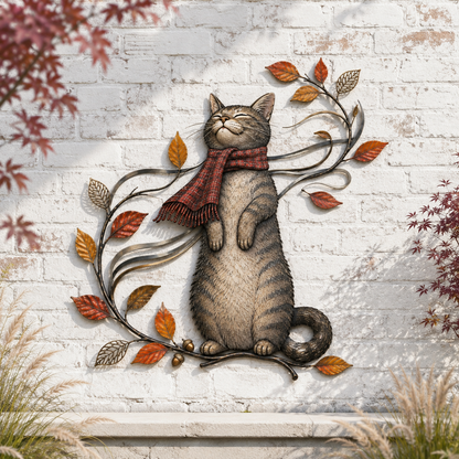 🐱Autumn Cat Metal Wall Decor – Swinging & Standing Cat Designs🍂🐈