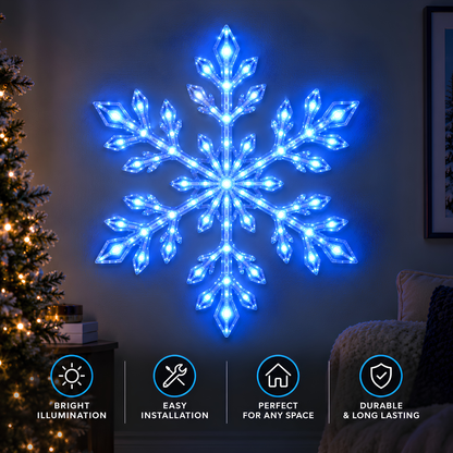 ❄️ Remote-Controlled Snowflake Wall Light Set – Blue & White Christmas Décor
