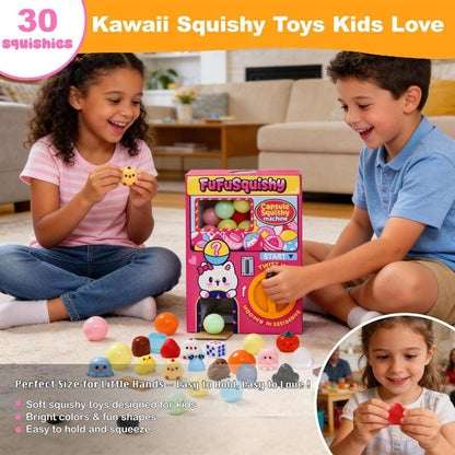 Squishy Capsule Toys for Kids, Mini Vending Machine Toy Set, Soft Stress Relief Squishies Party Favors, Classroom Rewards & Birthday Gifts