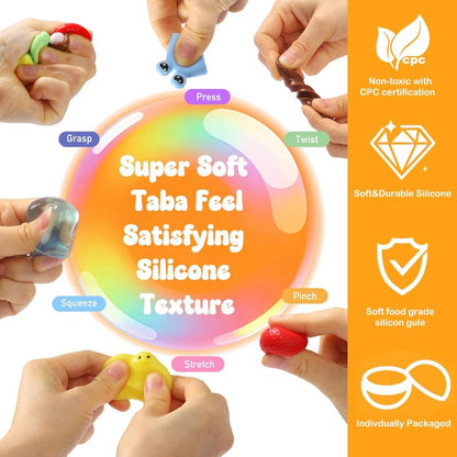 Squishy Capsule Toys for Kids, Mini Vending Machine Toy Set, Soft Stress Relief Squishies Party Favors, Classroom Rewards & Birthday Gifts