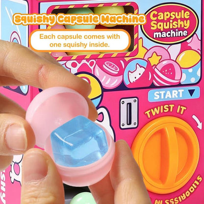 Squishy Capsule Toys for Kids, Mini Vending Machine Toy Set, Soft Stress Relief Squishies Party Favors, Classroom Rewards & Birthday Gifts