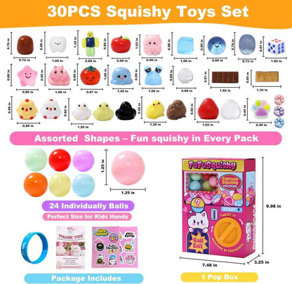 Squishy Capsule Toys for Kids, Mini Vending Machine Toy Set, Soft Stress Relief Squishies Party Favors, Classroom Rewards & Birthday Gifts
