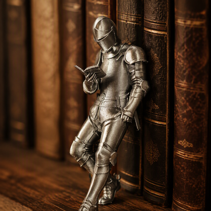 Medieval Knight Book Nook – Armored Book Lover Figurine – Fantasy Bookshelf Decor – Unique Gift for Readers