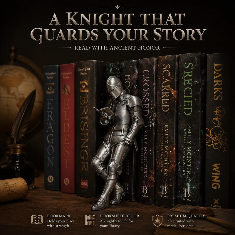 Medieval Knight Book Nook – Armored Book Lover Figurine – Fantasy Bookshelf Decor – Unique Gift for Readers