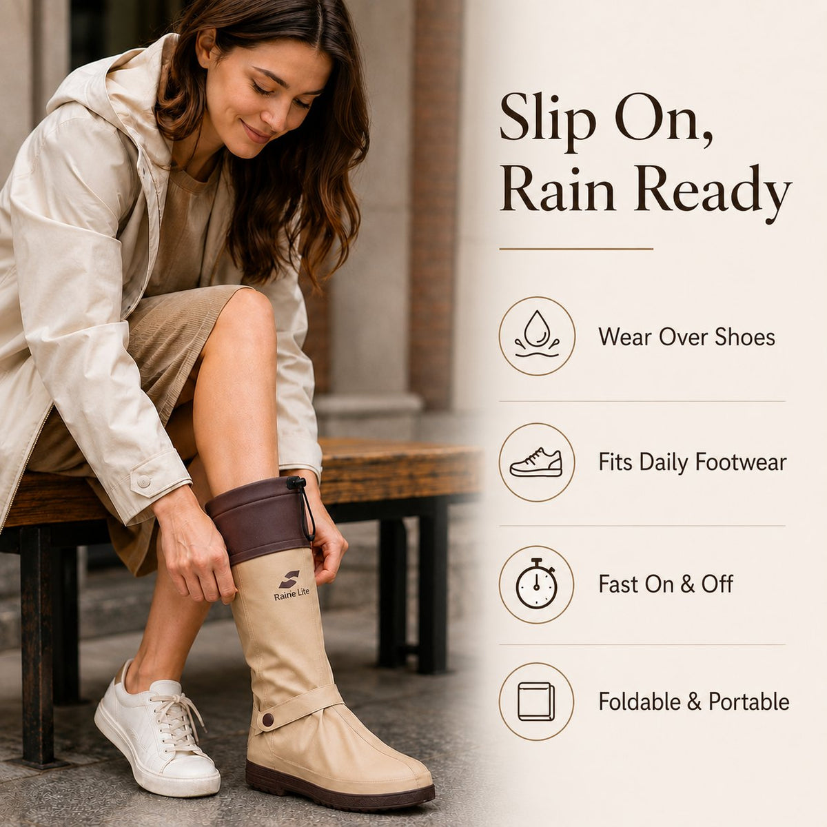 🔥High-Tube Foldable Waterproof shoe covers Non-slip Dual-Lock Rain Foot Protection for Daily Outdoor Commuting & Wet-Weather Travel