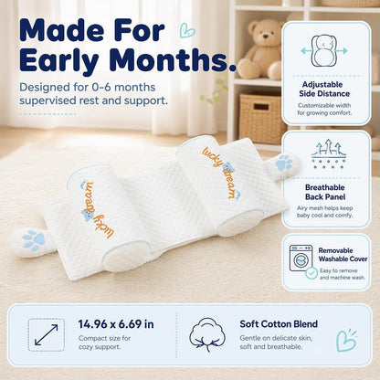 🎀 Infant Head-Shaping Pillow with Adjustable Neck Support, 0–6 Months
