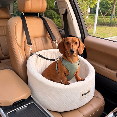 Elevated Dog Car Seat with Built-In Safety Harness