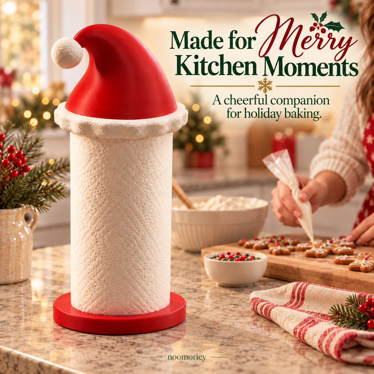 🎅 Santa Hat Paper Towel Holder – Festive Christmas Kitchen Accent