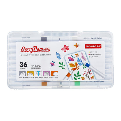 🎨 Brush-Tip Acrylic Marker Set – Colorful Paint Pens with Storage Box