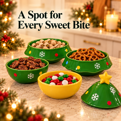 🎄🍬 Stackable Christmas Tree Serving Bowl Set 🎁❄️