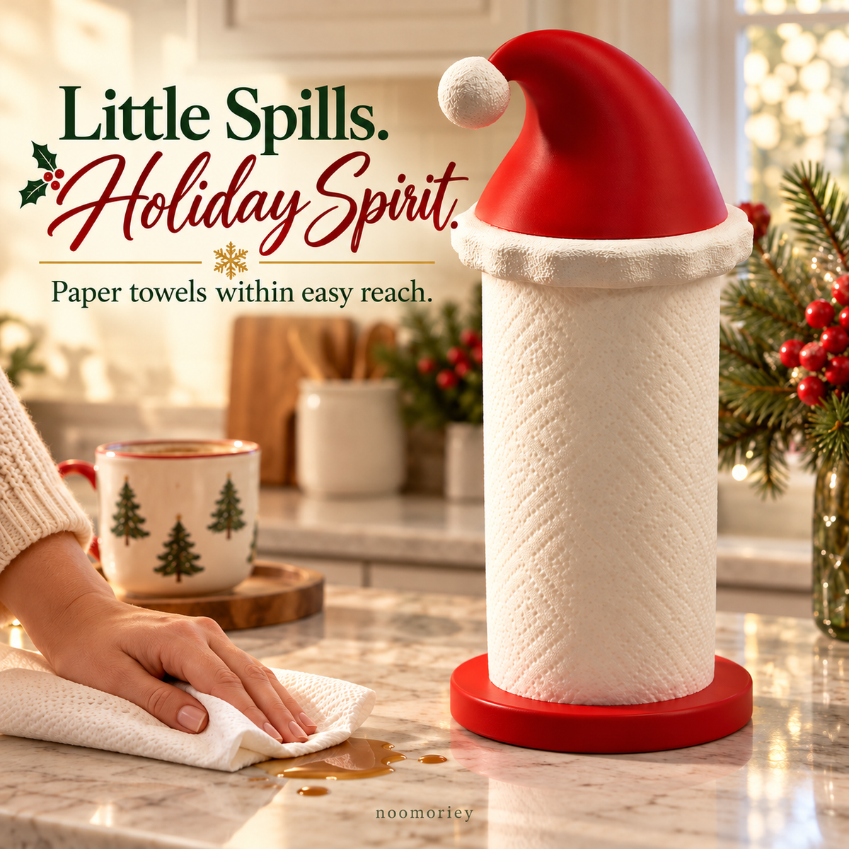 🎅 Santa Hat Paper Towel Holder – Festive Christmas Kitchen Accent