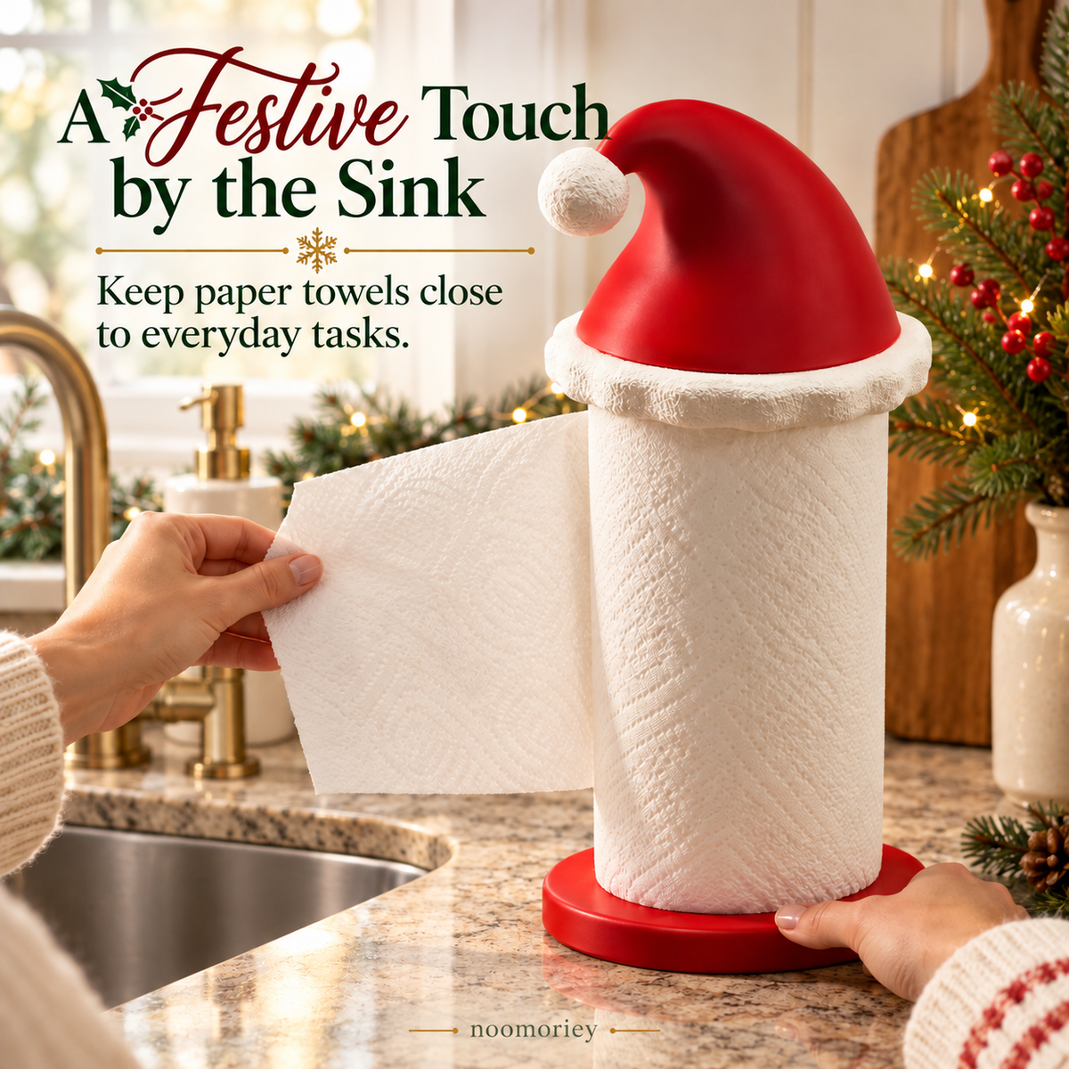 🎅 Santa Hat Paper Towel Holder – Festive Christmas Kitchen Accent