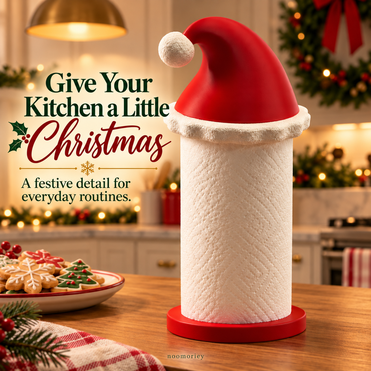 🎅 Santa Hat Paper Towel Holder – Festive Christmas Kitchen Accent