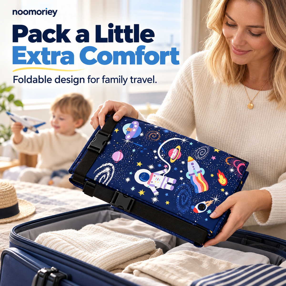 ✈️ Kids’ Airplane Seat Extender – Foldable Travel Leg Rest, No Inflation Needed 🚀