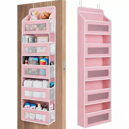 🚪 No-Sway Over-the-Door Storage Rack – 5 Deep Mesh Baskets, 44 lb Capacity