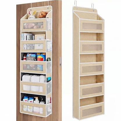 🚪 No-Sway Over-the-Door Storage Rack – 5 Deep Mesh Baskets, 44 lb Capacity