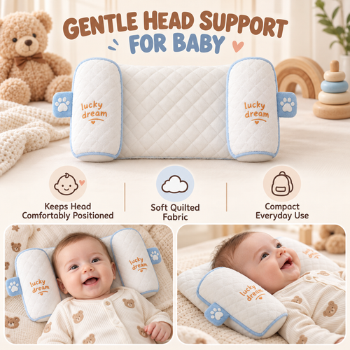 👶 Baby Comfort Deal – Breathable Infant Head & Neck Pillow 💤 Soft Adjustable Cotton Support Cushion for Newborn Sleep & Rest ✨