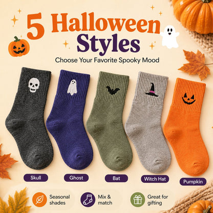 🎃🧦 Halloween Embroidered Crew Socks – Spooky Style from Heel to Toe