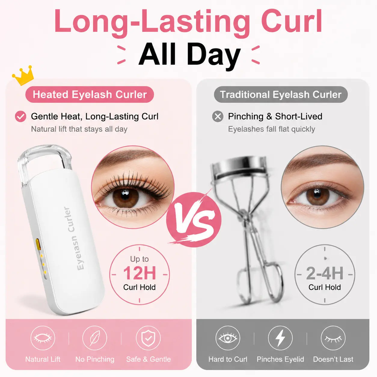 Rechargeable Electric Heated Eyelash Curler - Perfect Lash Curl in Seconds 👁️✨