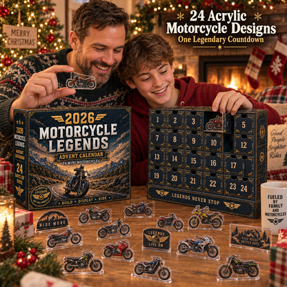 🎁 2026 Motorcycle Legends Advent Calendar – 24 Flat Acrylic Motorcycle Collectibles