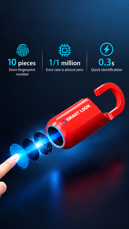 🔐 Smart Fingerprint Padlock – Rechargeable Keyless Security Lock