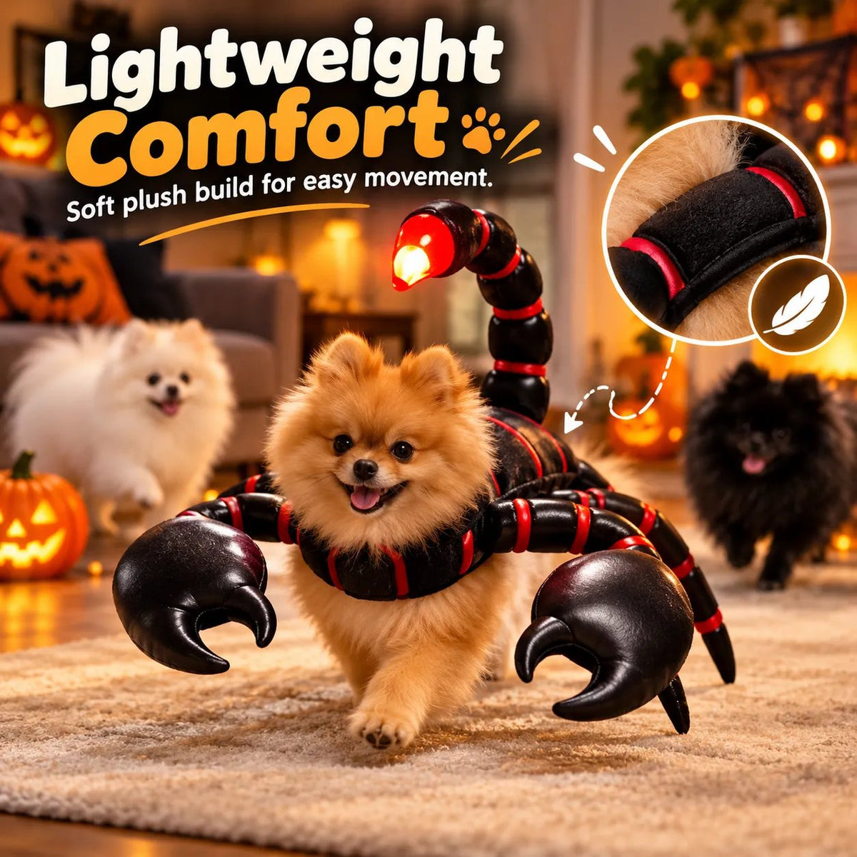 3D Scorpion Pet Costume 🦂 – LED Light-Up Outfit for Cats & Dogs