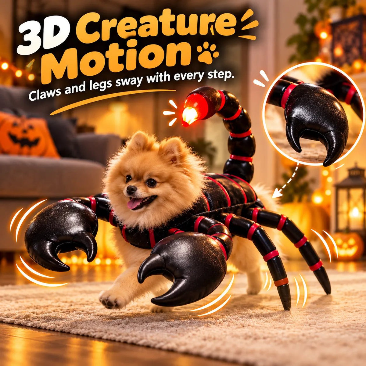 3D Scorpion Pet Costume 🦂 – LED Light-Up Outfit for Cats & Dogs