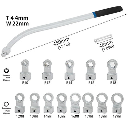 15-Piece Adjustable Engine Belt Wrench Kit for Pulley & Tensioner Service 🔧