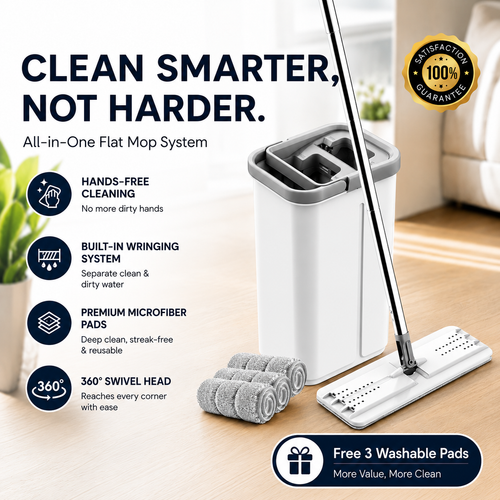 Flat Floor Mop & Bucket Set 🧹 – Easy Everyday Cleaning