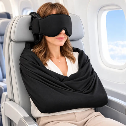 ✈️ 3-in-1 Airplane Sleep Kit – Pillow, Eye Mask & Body Sling