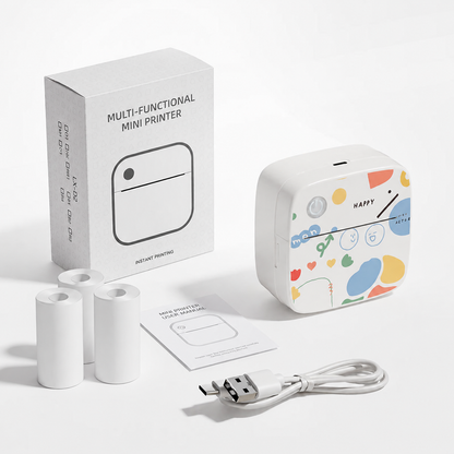 🖨️ Pocket Sticker Printer – Portable Mini Printer with 5 Paper Rolls