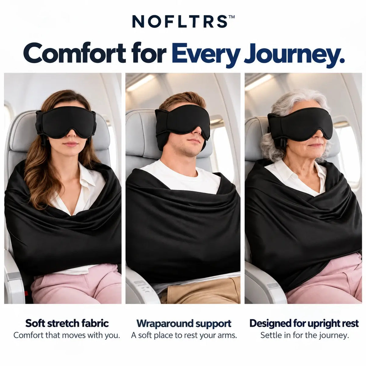 ✈️ 3-in-1 Airplane Sleep Kit – Pillow, Eye Mask & Body Sling