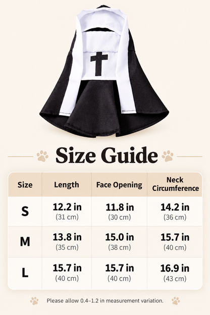 🐾 Holy Cuteness! Pet Nun Outfit with Hood for Halloween Parties & Photo Ops 🎃
