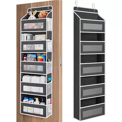 🚪 No-Sway Over-the-Door Storage Rack – 5 Deep Mesh Baskets, 44 lb Capacity