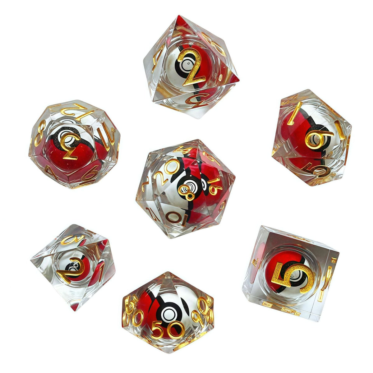 🎲Rotating Eye DND Dice Set – 7-Piece Liquid Core Polyhedral Dice