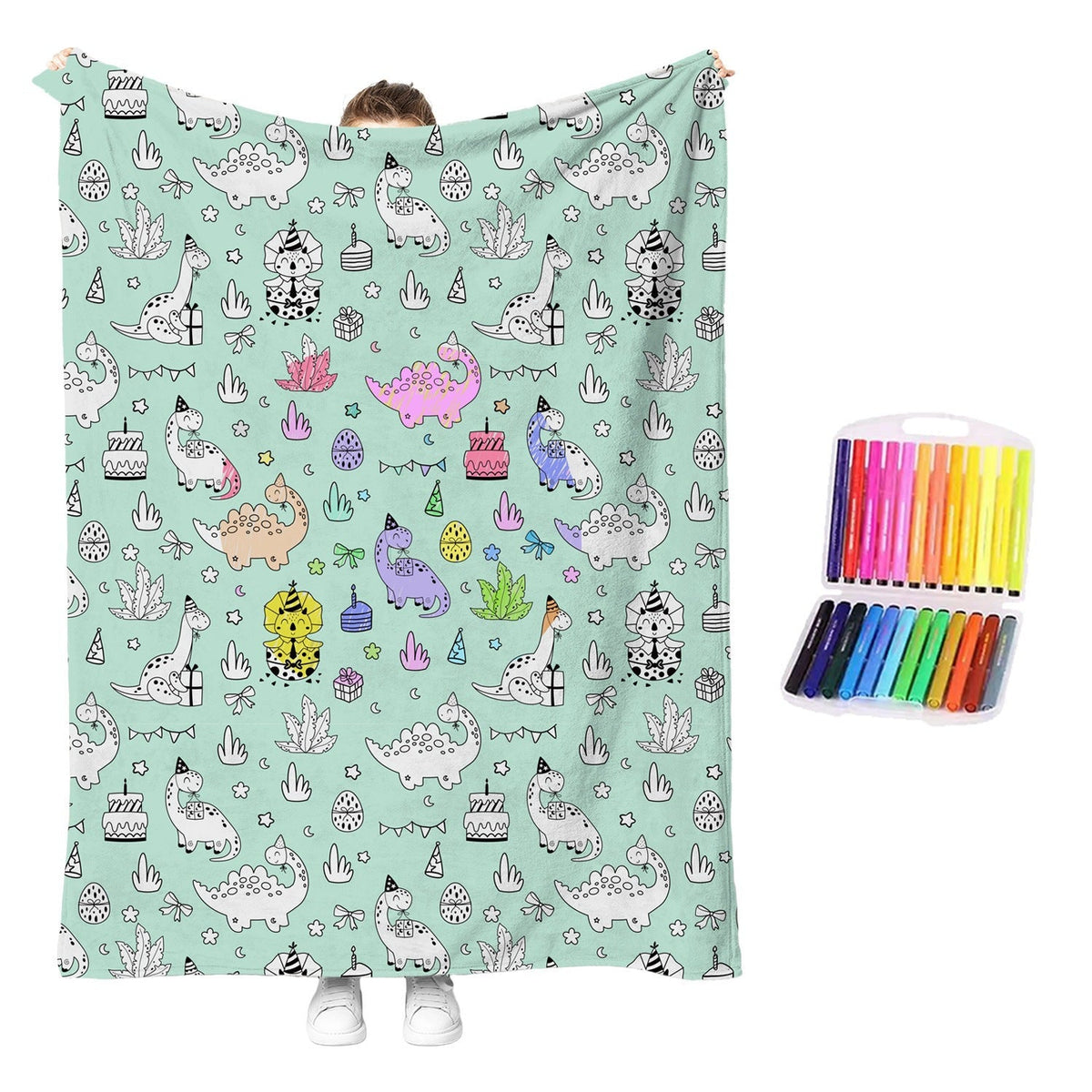 🖍️ Create Your Own Cozy Coloring Blanket with 12 Vibrant Fabric Markers