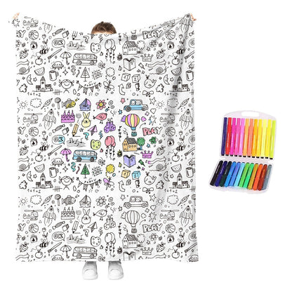 🖍️ Create Your Own Cozy Coloring Blanket with 12 Vibrant Fabric Markers