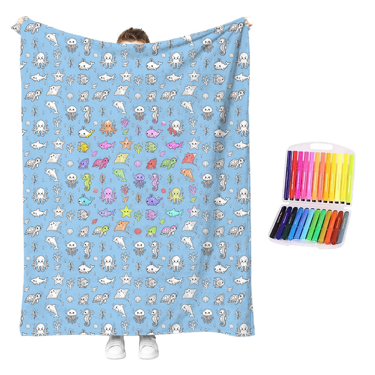 🖍️ Create Your Own Cozy Coloring Blanket with 12 Vibrant Fabric Markers