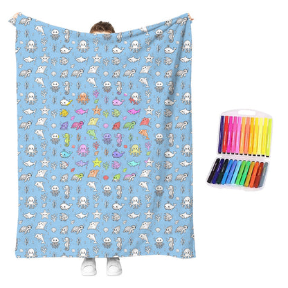 🖍️ Create Your Own Cozy Coloring Blanket with 12 Vibrant Fabric Markers