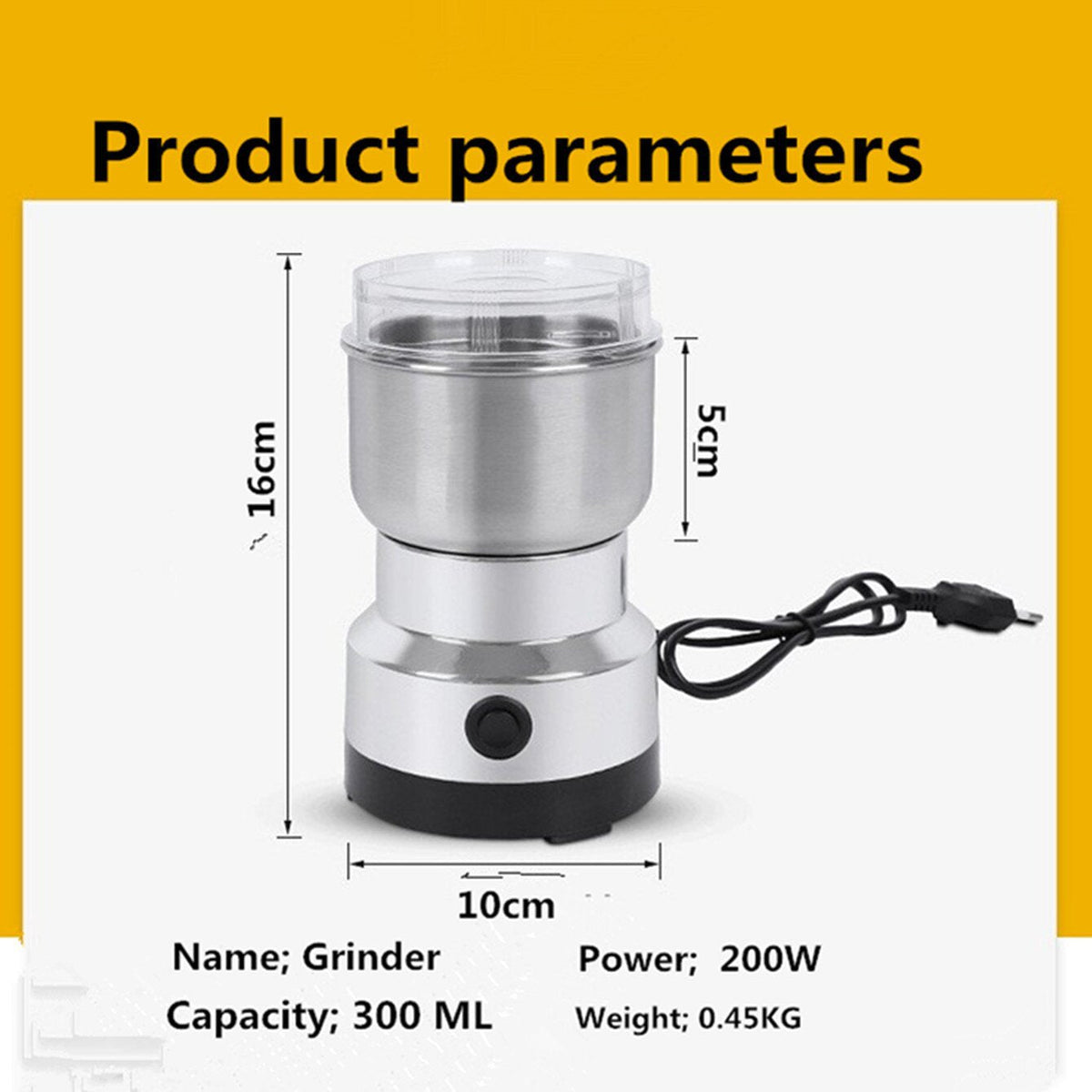 Stainless Steel Dry Ingredient Grinder ✨ Spices, Grains & Coffee