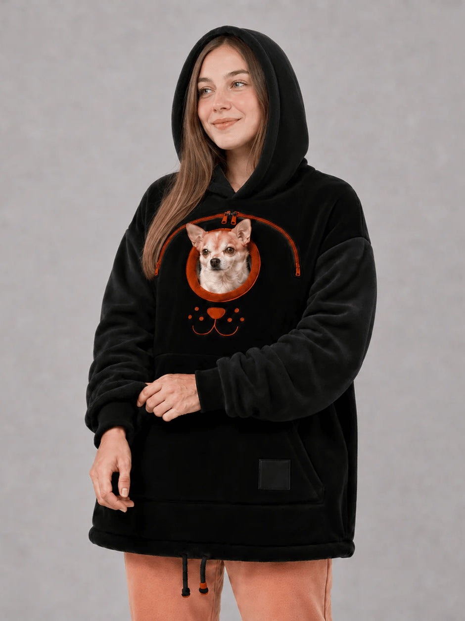 BK8832 European and American style fleece-lined flannel hoodie, unisex, loose fit, casual, warm, popular for cross-border sales, with drawstring