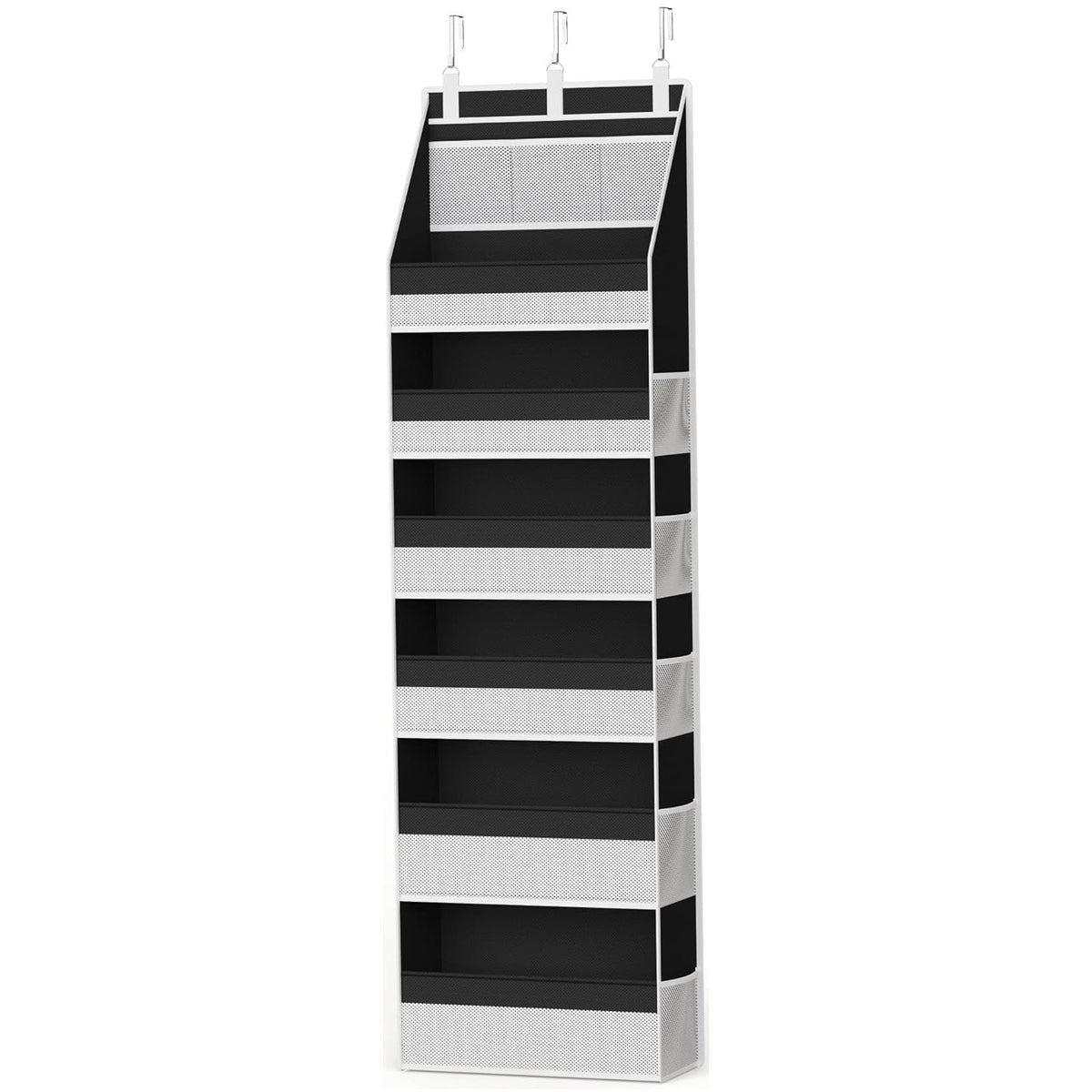 🚪 No-Sway Over-the-Door Storage Rack – 5 Deep Mesh Baskets, 44 lb Capacity
