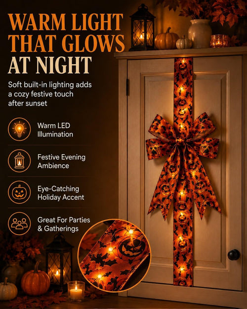 🎃Halloween LED Light‑Up Bow | Spooky Festive Decor 🎇