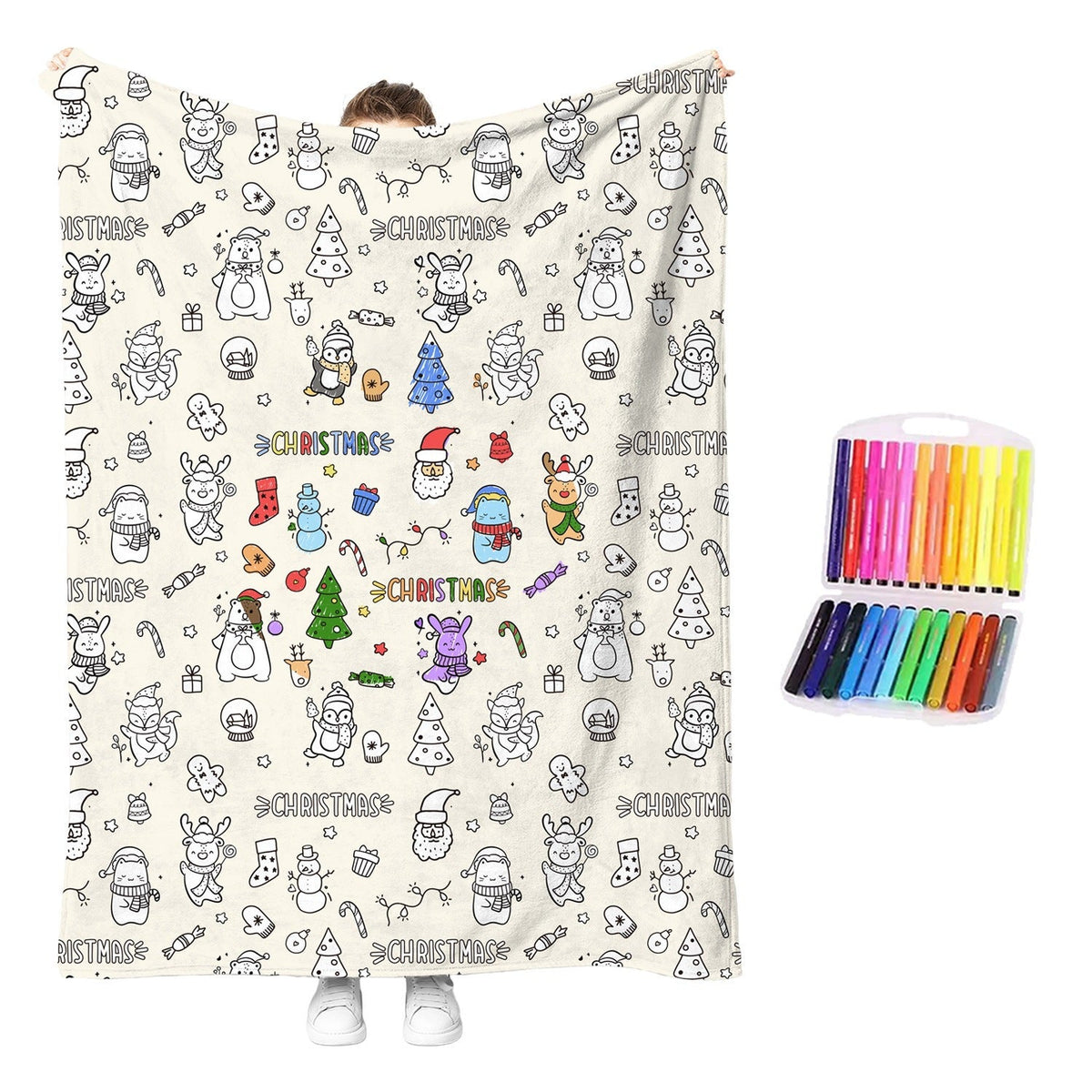 🖍️ Create Your Own Cozy Coloring Blanket with 12 Vibrant Fabric Markers