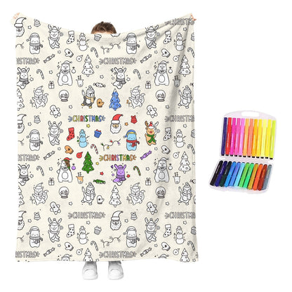 🖍️ Create Your Own Cozy Coloring Blanket with 12 Vibrant Fabric Markers