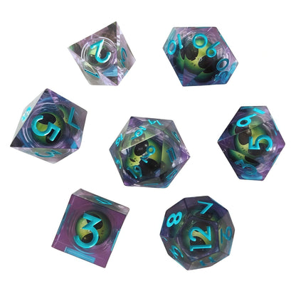 🎲Rotating Eye DND Dice Set – 7-Piece Liquid Core Polyhedral Dice